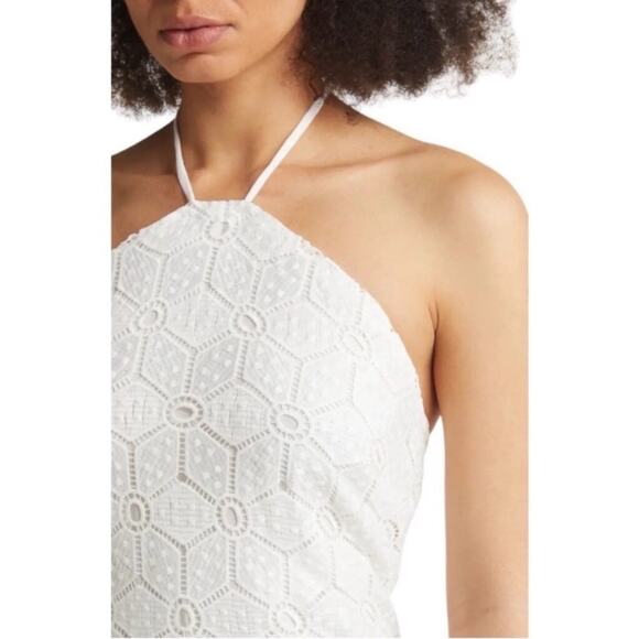 White Lace Halter Midi Dress Small NWT Bridal Shower Wedding Guest - Picture 3 of 8